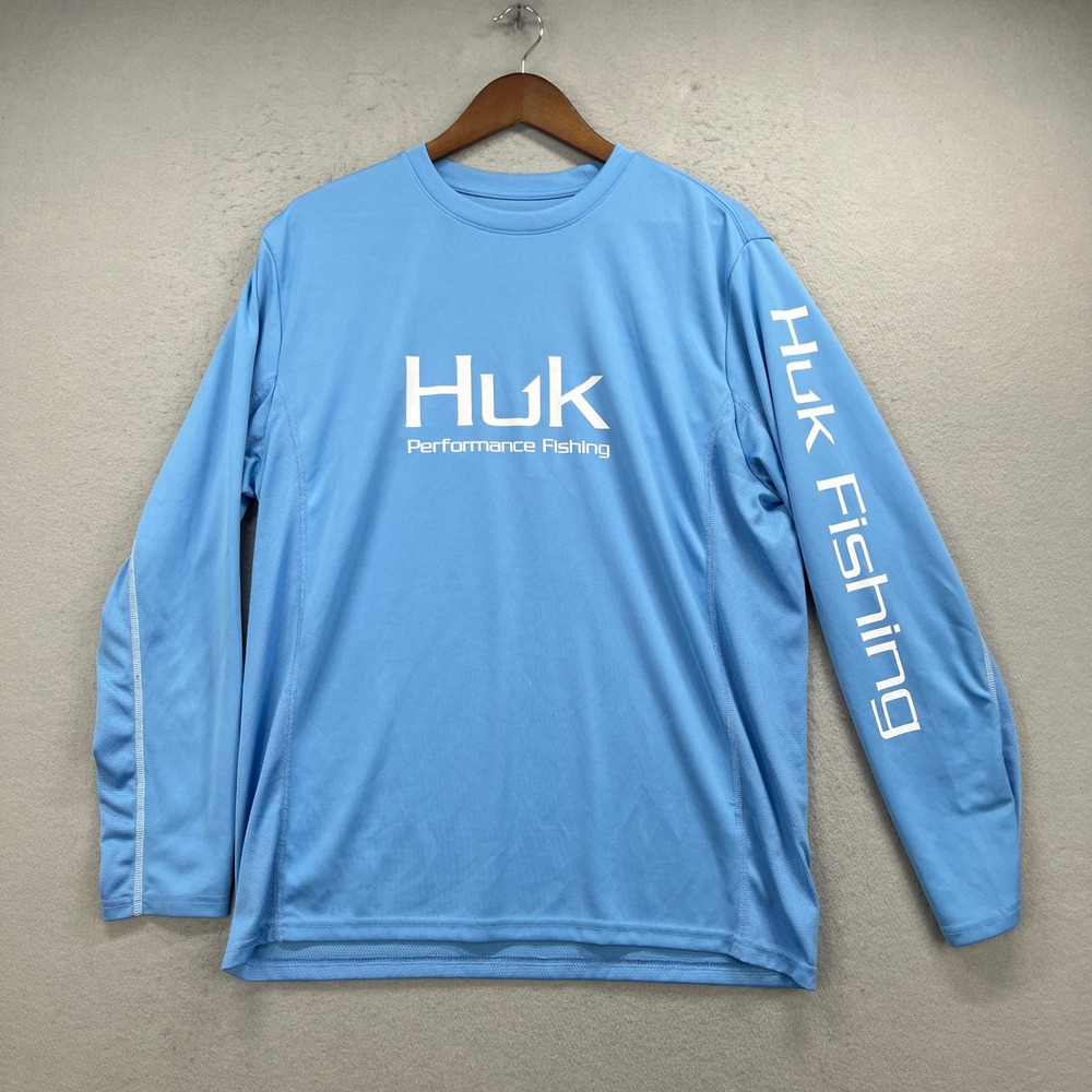 Huk Fishing Shirt Mens L Blue Long Sleeve Pursuit Performance Outdoor Gorpcore